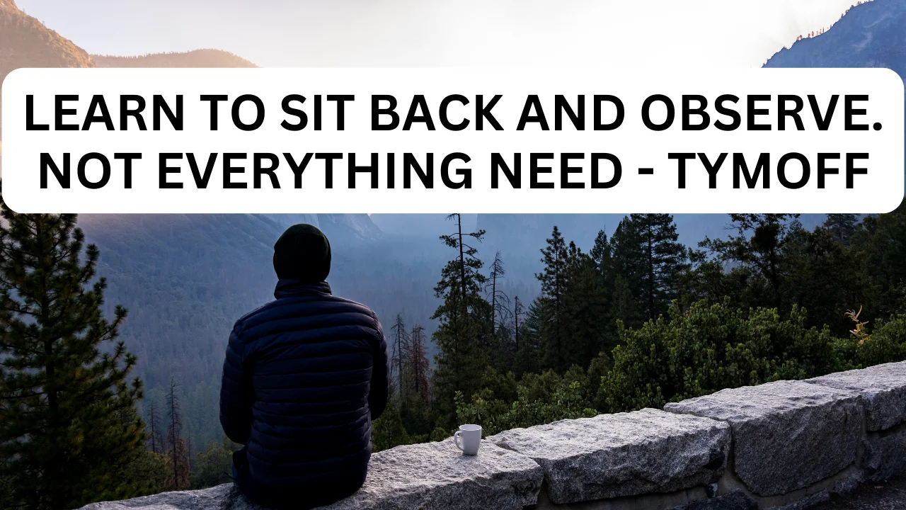 Learn to Sit Back And Observe. Not Everything Need - Tymoff